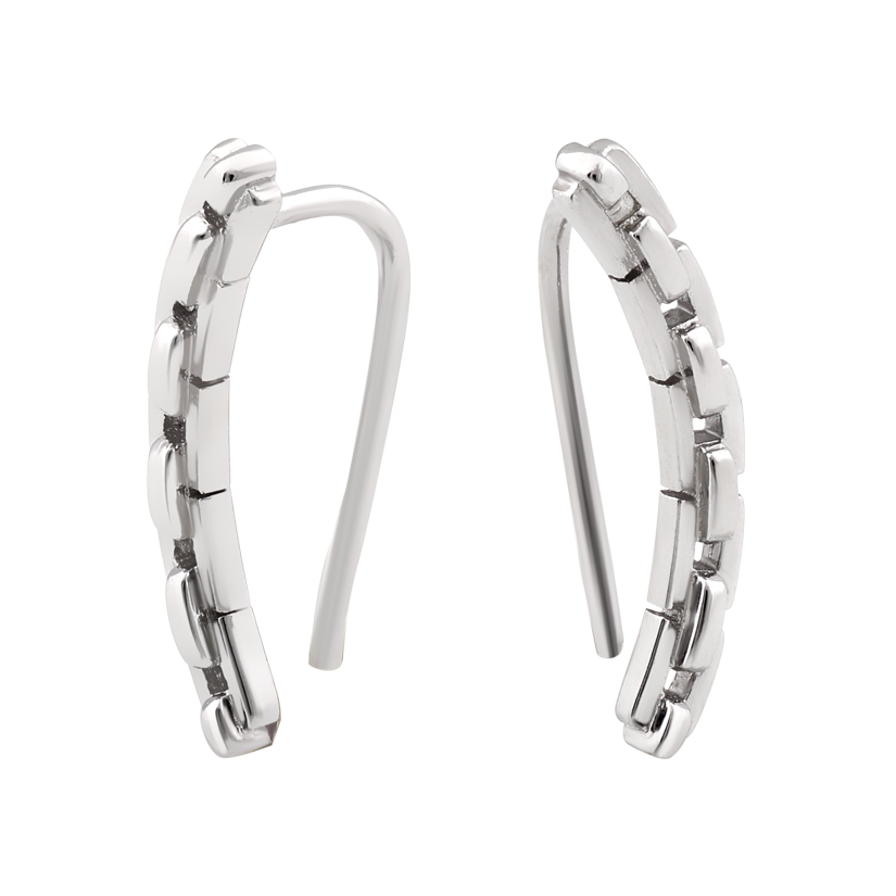 Серьги серебряные кафы в форме цепочек без камней