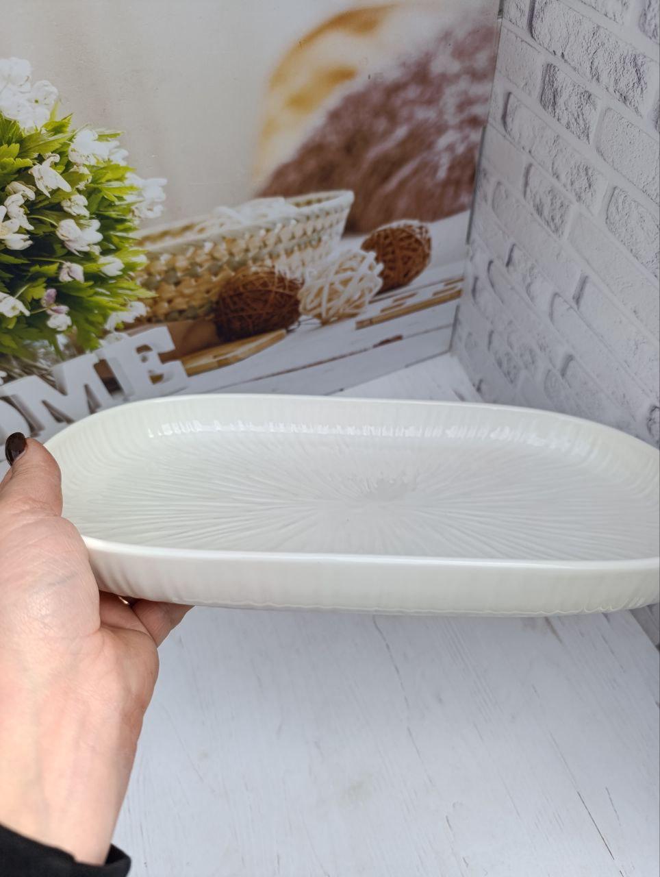 Блюдо сервірувальне Stenson MC5587 порцеляна 30,5х17,5 см Білий (MC5587) - фото 3