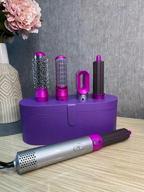 Стайлер у коробці HAIR BRUSH Styler 5в1 1000 Вт 220В інфрачервоне нагрівання 5 насадок з регулюванням температури Фіолетовий