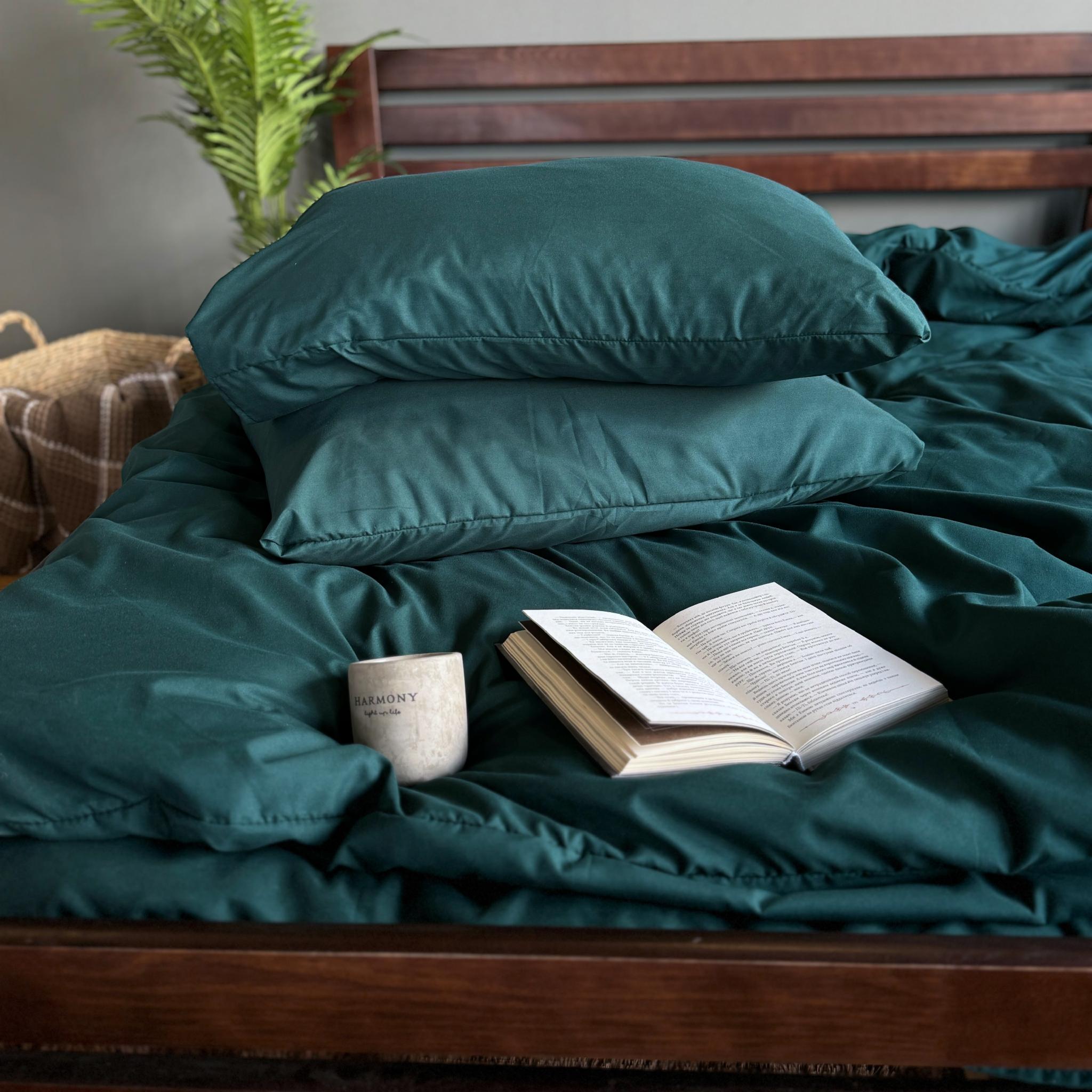 Комплект постільної білизни однотонний євро полісатин простирадло на резинці 180x200х20/70х70 см Смарагд (28493950) - фото 2 Комплект постільної білизни однотонний євро полісатин простирадло на резинці 180x200х20/70х70 см Смарагд (28493950) - фото 2