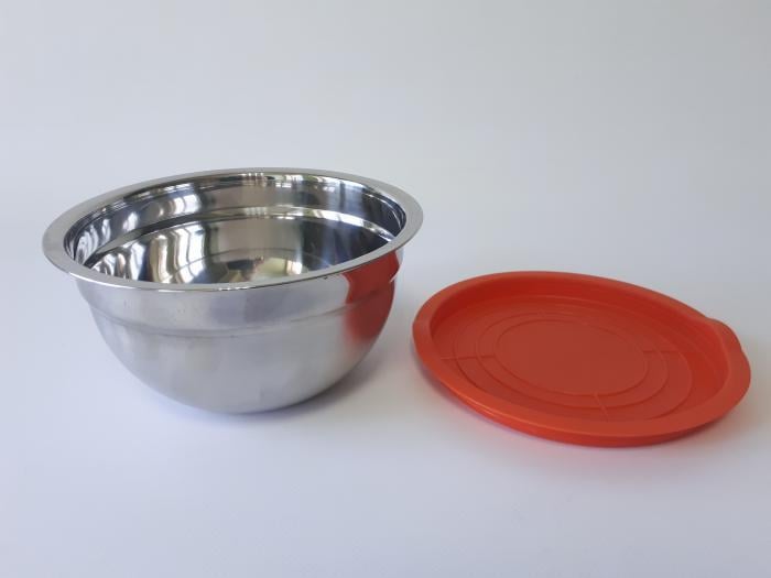 Миска кухонная глубокая из нержавеющей стали с крышкой 1,2 л 18x9 см (18947) - фото 3