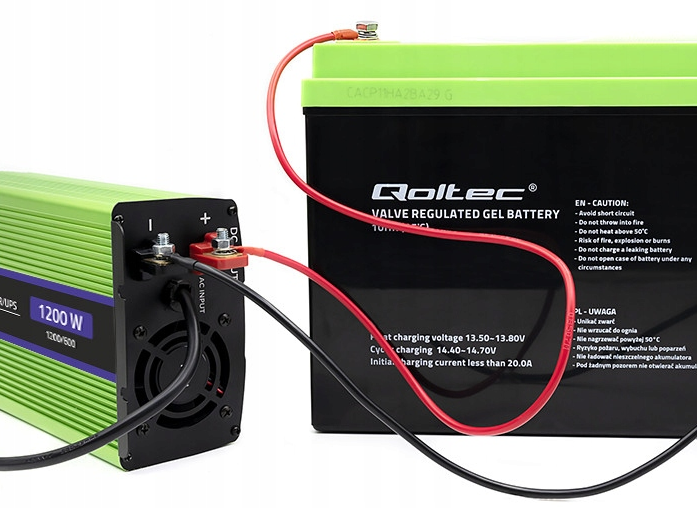 Інвертор 12 230 QOLTEC із чистою синусоїдою та зарядним пристроєм 1200 Вт (2440014888) - фото 5 Інвертор 12 230 QOLTEC із чистою синусоїдою та зарядним пристроєм 1200 Вт (2440014888) - фото 5