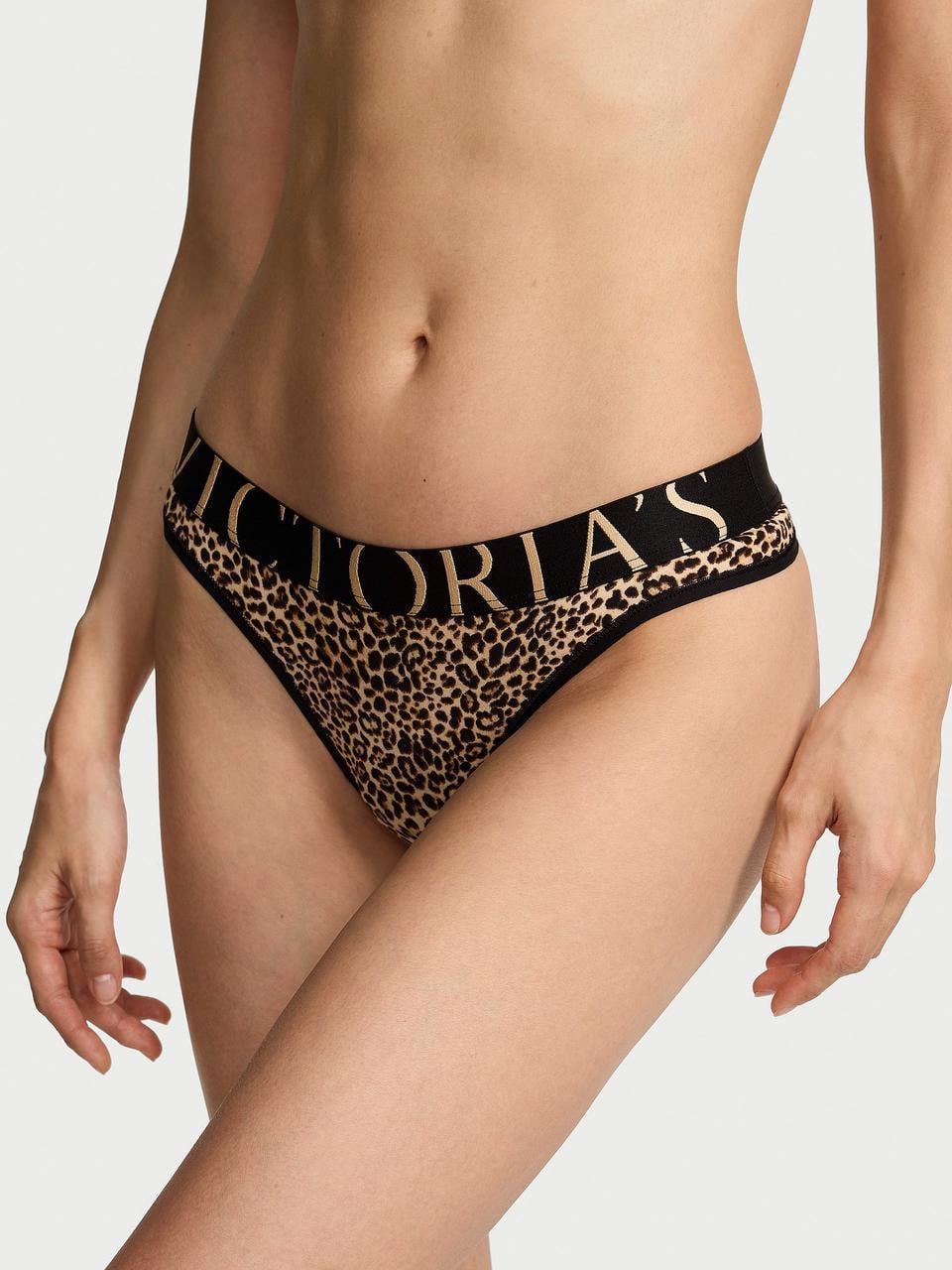 Трусики женские Victoria's Secret Exploded Logo Cotton Thong XS Коричневый (3070754299)
