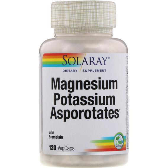 Микроэлемент Магний Solaray Magnesium Potassium Asporotates 120 Veg Caps (SOR-04517)