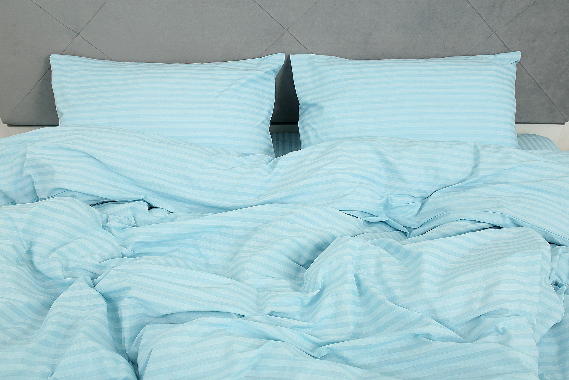 Комплект постельного белья евро Amore Glux-10046blue бязь Голубой (KPB-Ae-Glux-10046blue(50x70) - фото 3