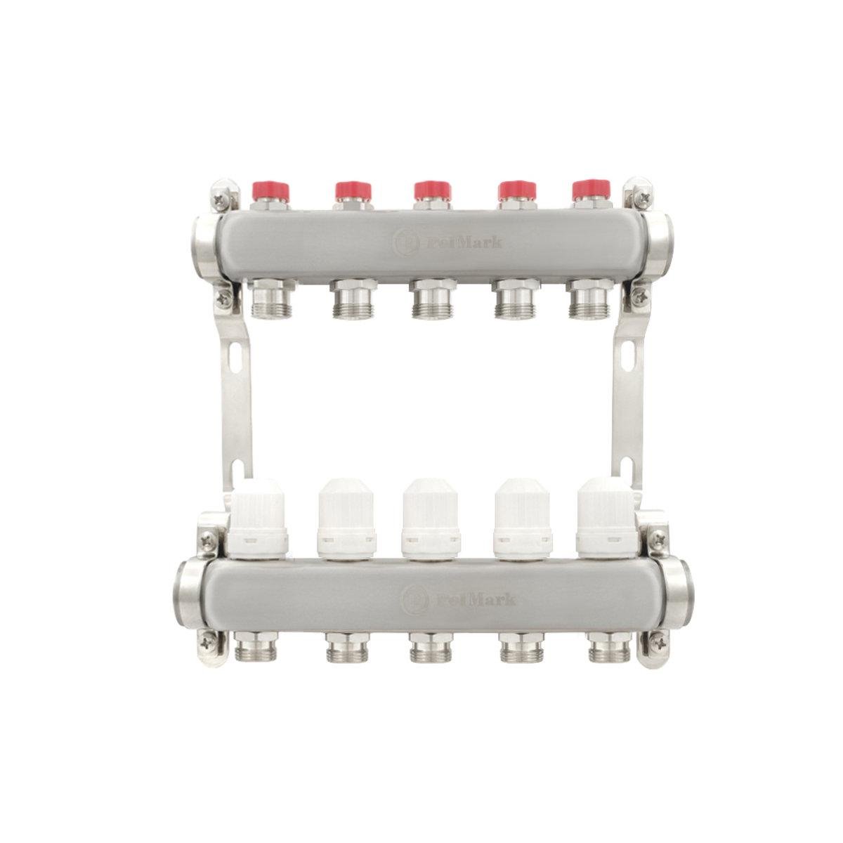 Коллектор Polmark 1x3/4 5 выходов с термоклапанами без евроконусов - фото 2