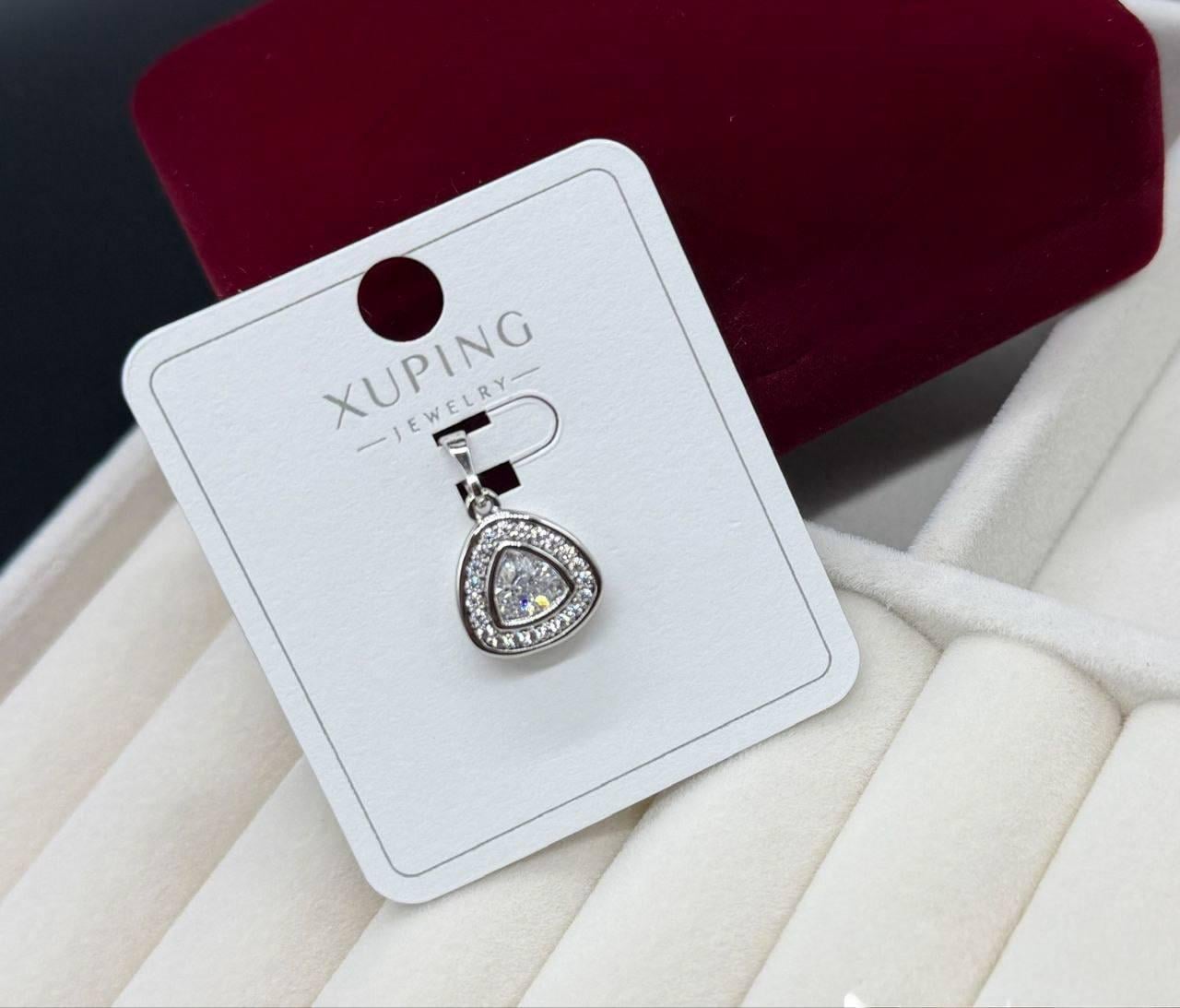 Кулон-подвеска женский треугольный Xuping с прозрачным кристаллом из медицинского золота с серебристым покрытием (2906531207)