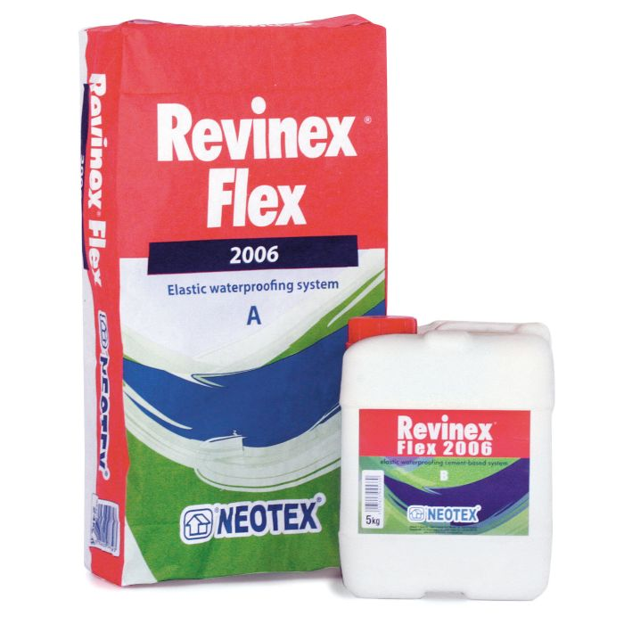 Гидроизоляция полимерцементная двухкомпонентная Revinex Flex 2006 А+В эластичная допуск к питьевой воде 34 кг