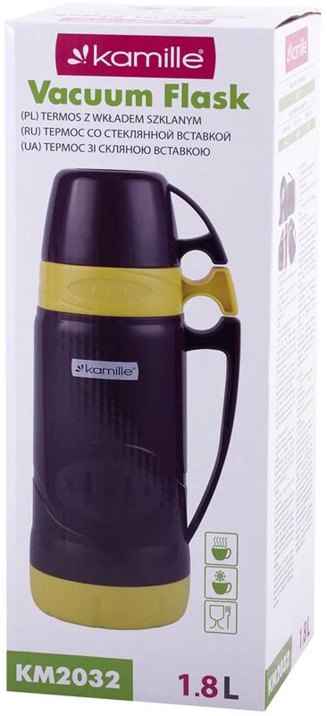 Термос Kamille Glass Violet зеркальная колба и 2 чашки 1800 мл - фото 5 Термос Kamille Glass Violet зеркальная колба и 2 чашки 1800 мл - фото 5