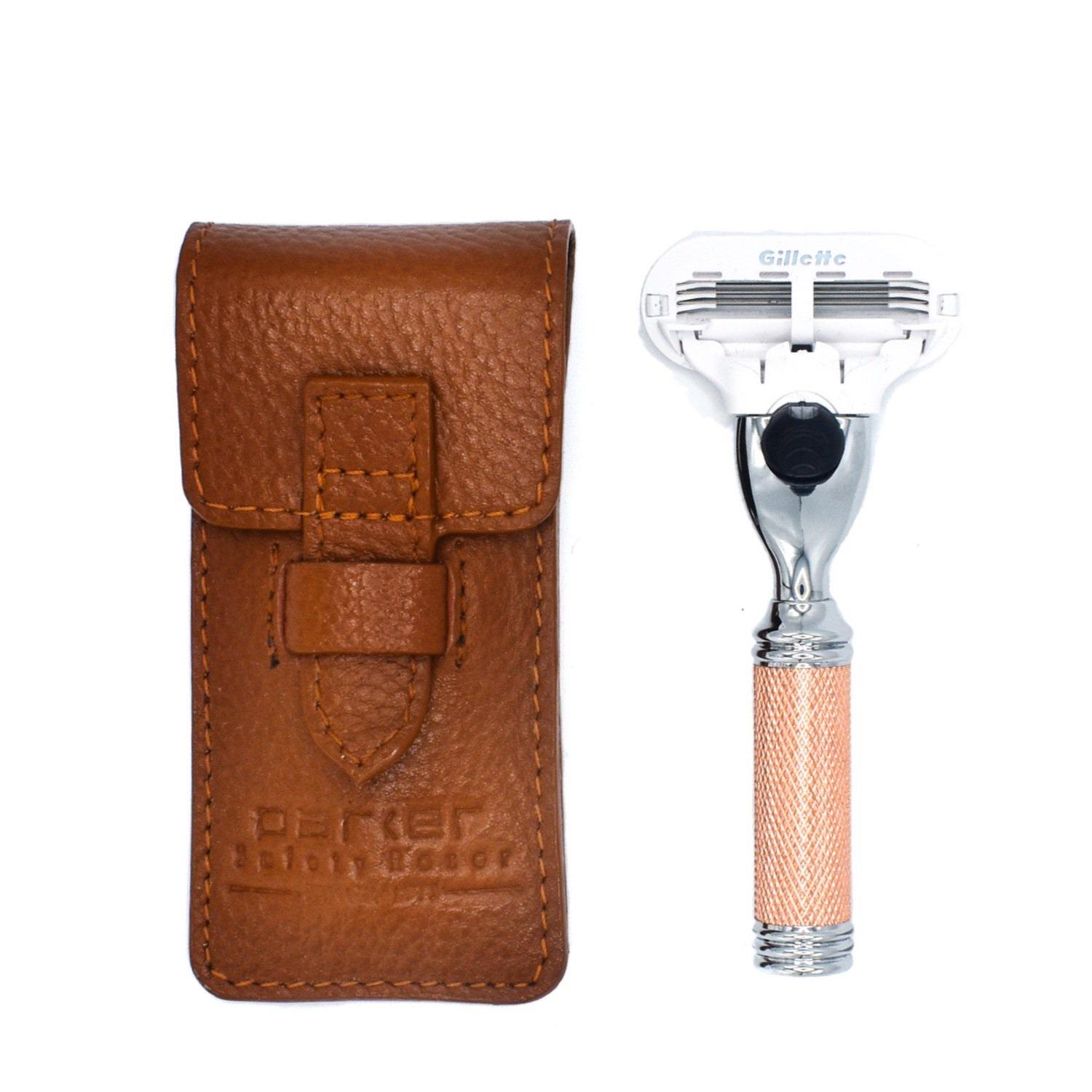 Станок для гоління Parker Travel Venus Compatiable Rose Gold Razor With Leather Case для жінок - фото 2