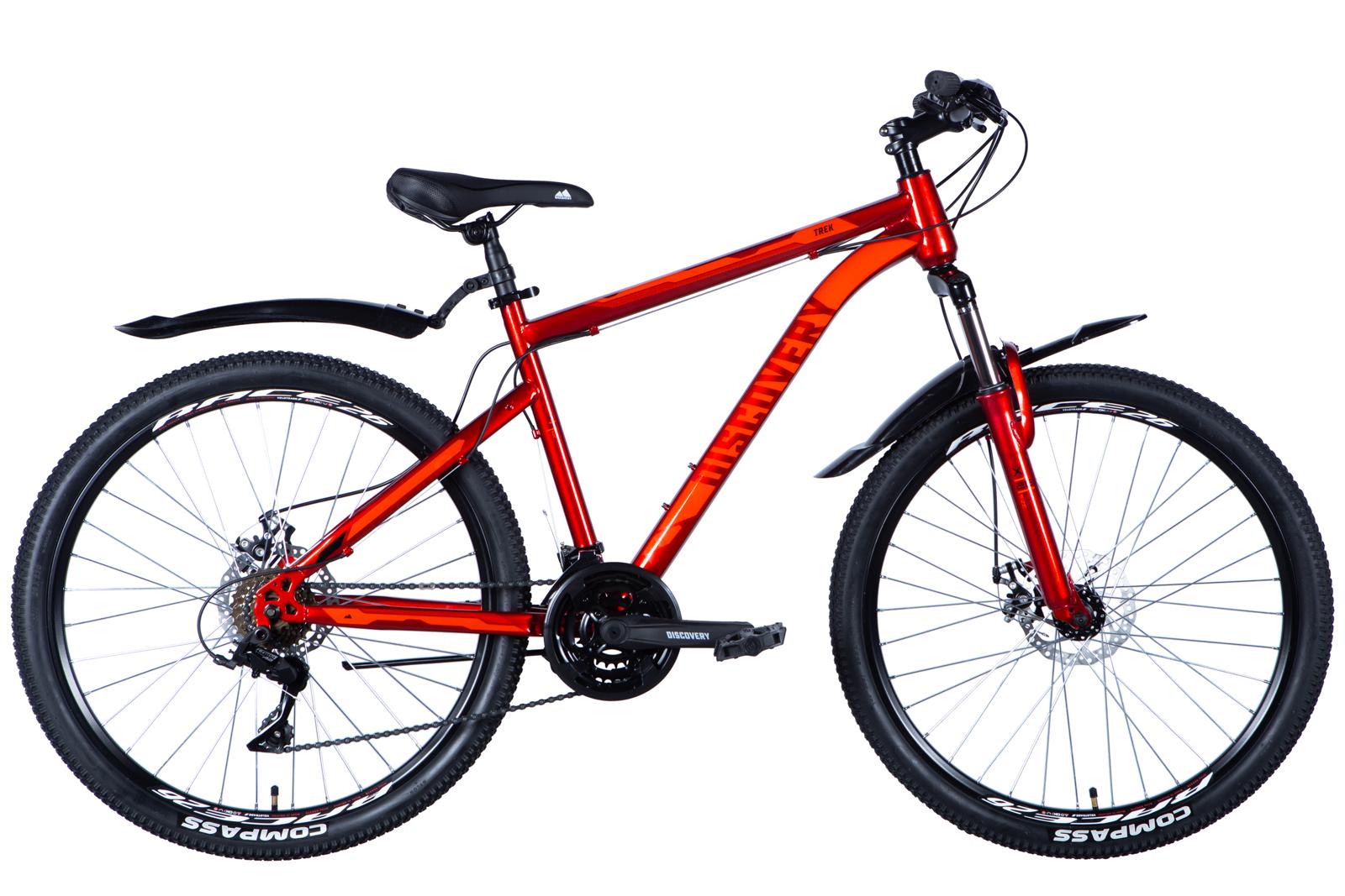 Велосипед Discovery TREK AM DD с крылом Pl 2024 сталь 26" 15" Красный