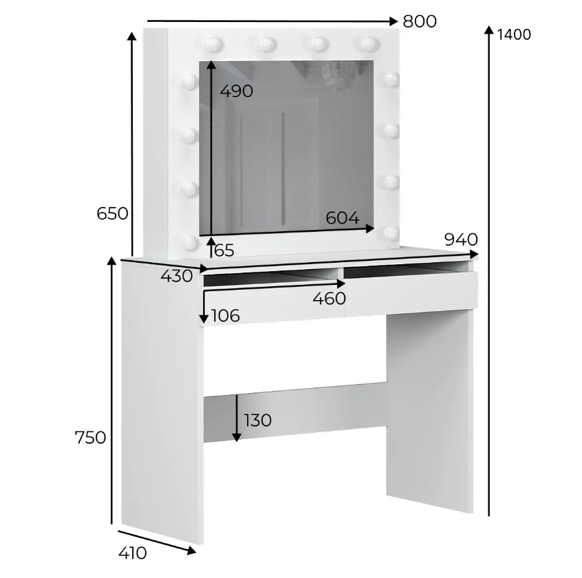 Столик туалетний LofTerno Head Malta 940х430х1400 мм Графіт сірий (TB32070700000) - фото 6 Столик туалетний LofTerno Head Malta 940х430х1400 мм Графіт сірий (TB32070700000) - фото 6