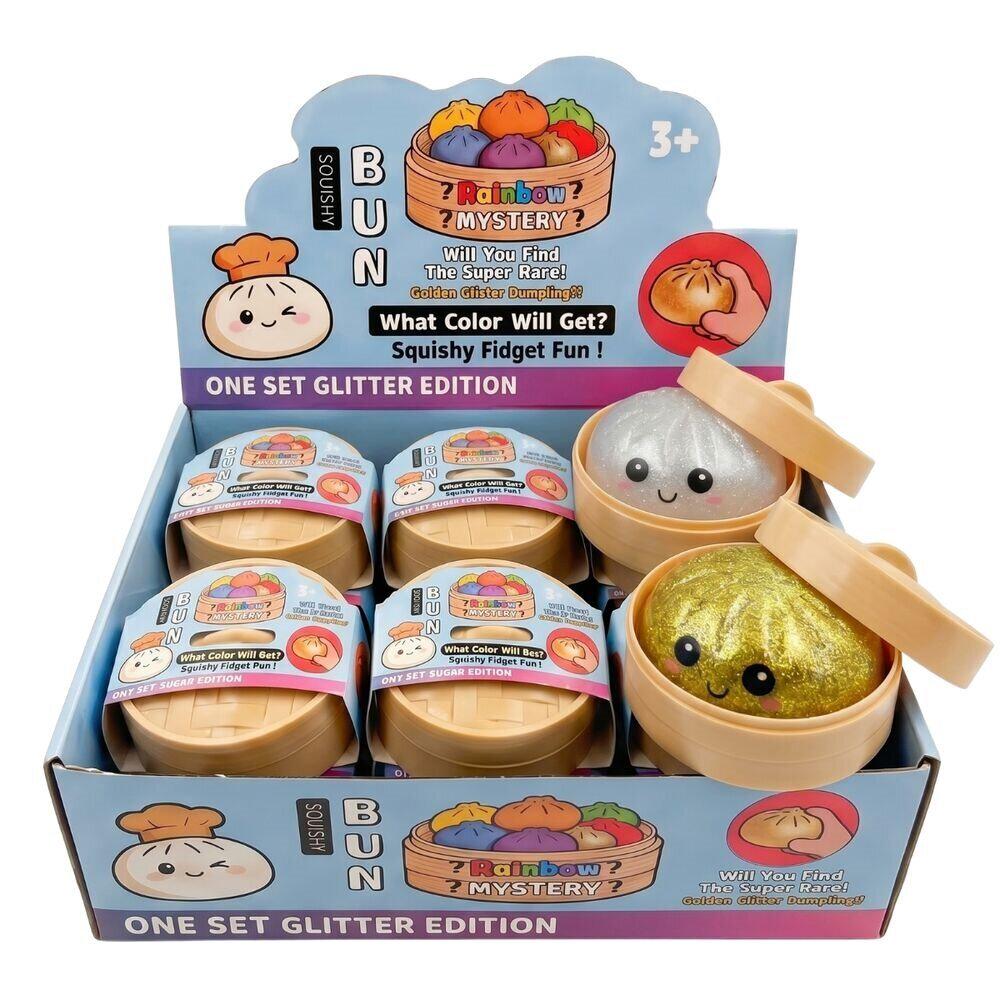 Игрушка антистресс Squishy Dumpling Rainbow Glitter Mystery Edition 12 см 1 шт.