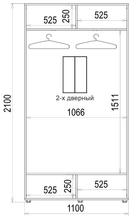 Шкаф-купе Luxe ФМП/ФМП De091 CLS-II 2 двери 1100x2100x600 мм Дуб молочный (42541) - фото 4