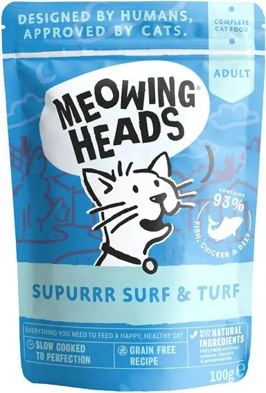 Корм-пауч для взрослых кошек Meowing Heads SUPPURR SURF&TURF с сардинами/тунцом/курицей/говядиной 100 г (24710053)