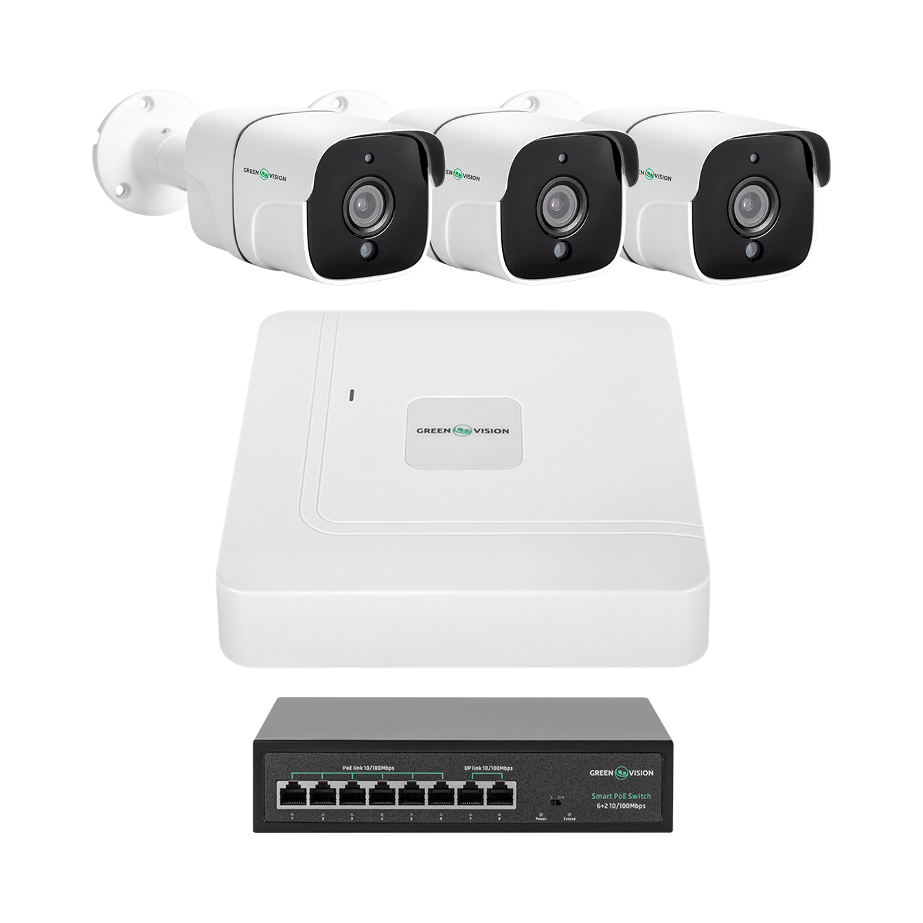 Комплект відеоспостереження GreenVision GV-IP-K-W86/03 5MP на 3 камери (LP29479) Комплект відеоспостереження GreenVision GV-IP-K-W86/03 5MP на 3 камери (LP29479)