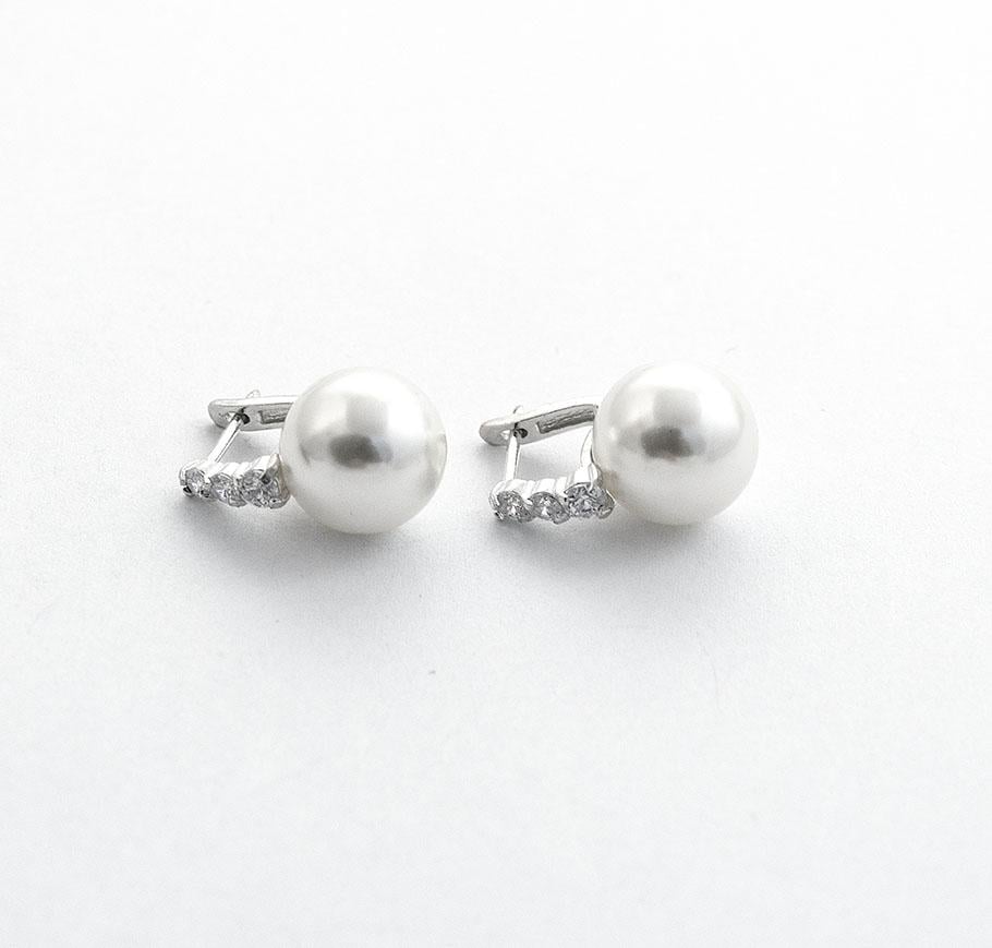 Серьги серебряные с большим жемчугом Maxi Silver 8110 (88110)