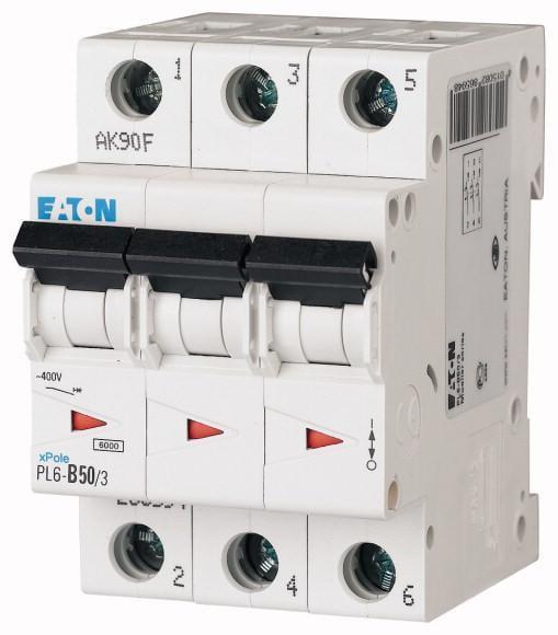 Автоматический выключатель Eaton PL6-C50/3 характеристика-C 3P 50А (286606)