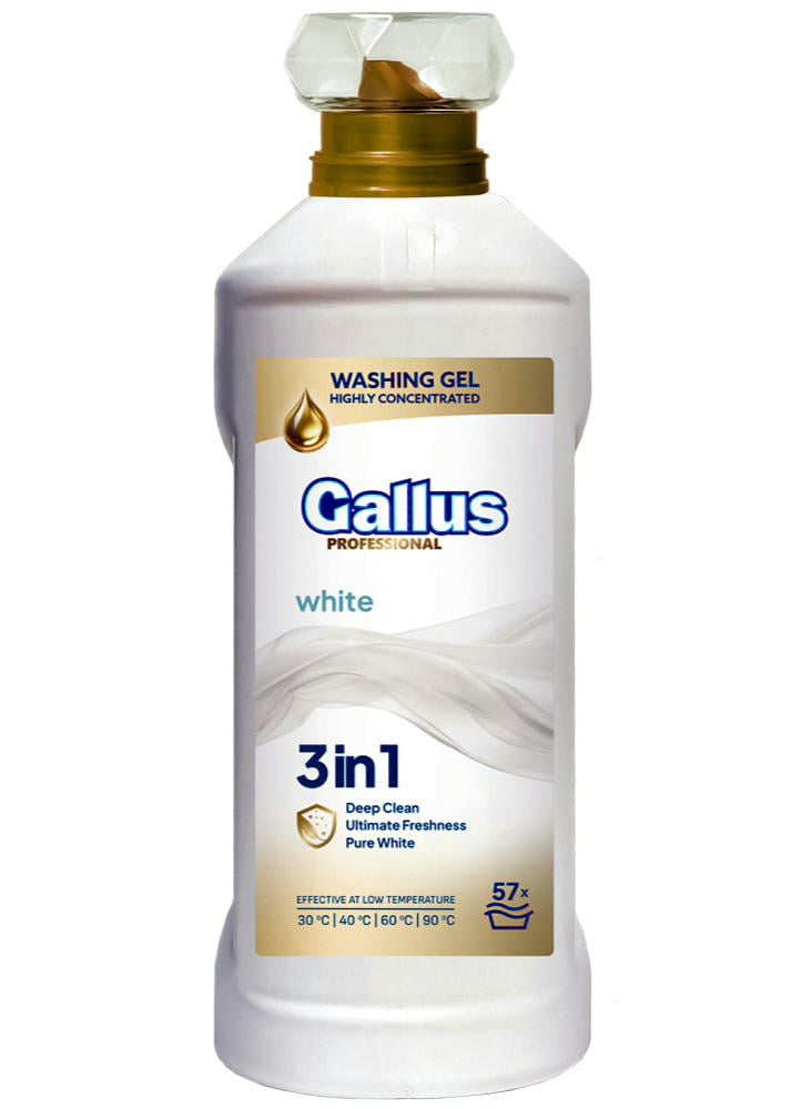 Гель високий концентрат для прання білих речей Gallus Professional White 3в1 57 прань 2 л (301343)