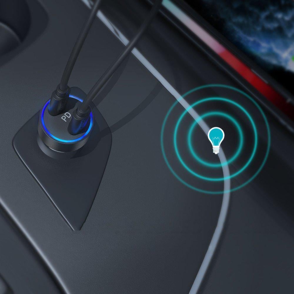 Зарядний пристрій автомобільний Choetech 2xUSB Type C Power Delivery 3,0 QuickCharge 3,0 AFC 36 W 2,4 A Чорний (C0054) - фото 5 Зарядний пристрій автомобільний Choetech 2xUSB Type C Power Delivery 3,0 QuickCharge 3,0 AFC 36 W 2,4 A Чорний (C0054) - фото 5