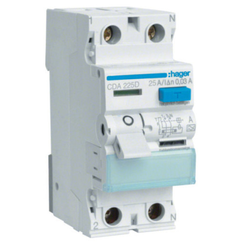 Устройство защитного отключения УЗО Hager 2P 6kA 25A 30mA CDA225D