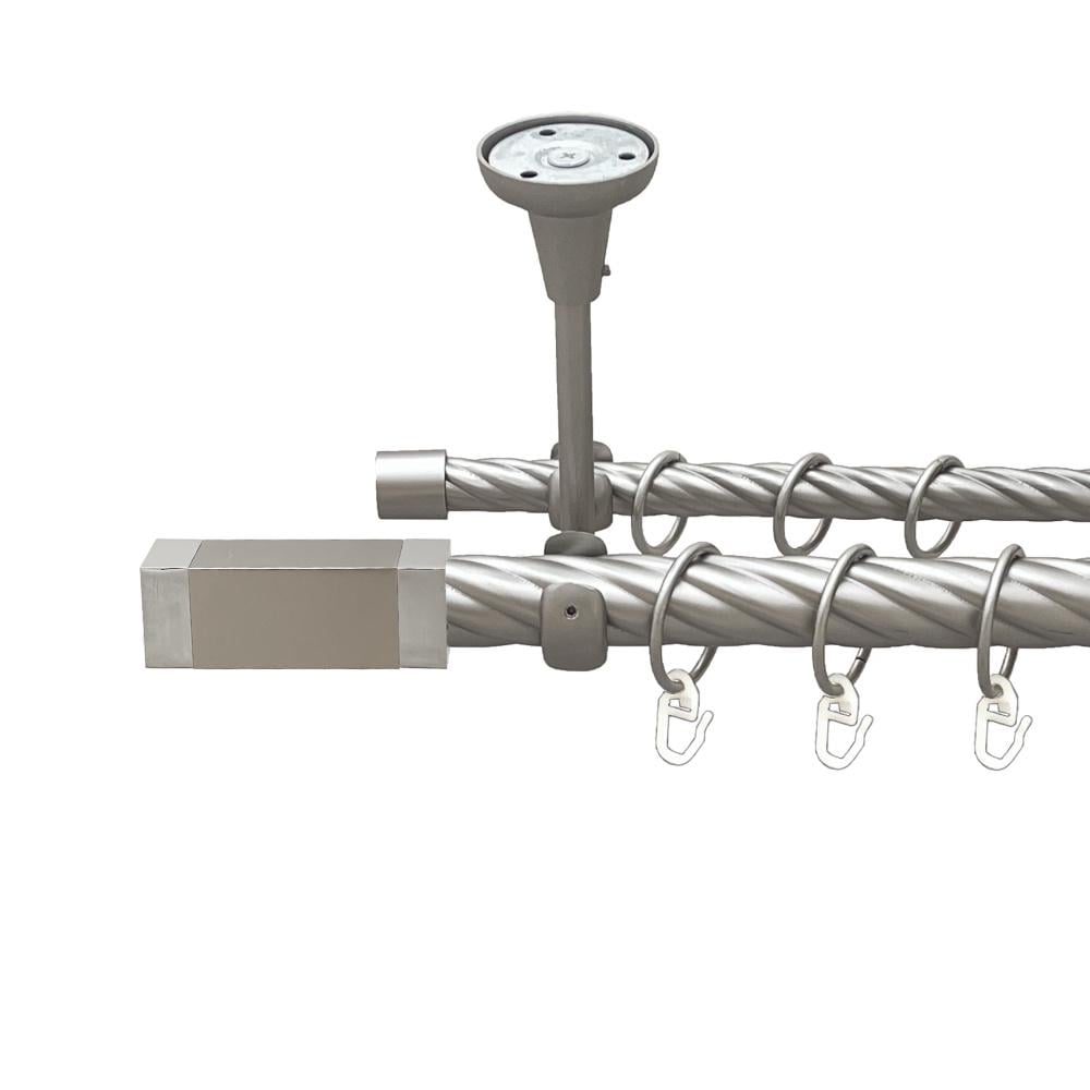 Карниз Orvit Квадро металевий дворядний відкритий до стелі скручена труба кільце металеве 25/16 мм 240 см Сатин (00-00024096)