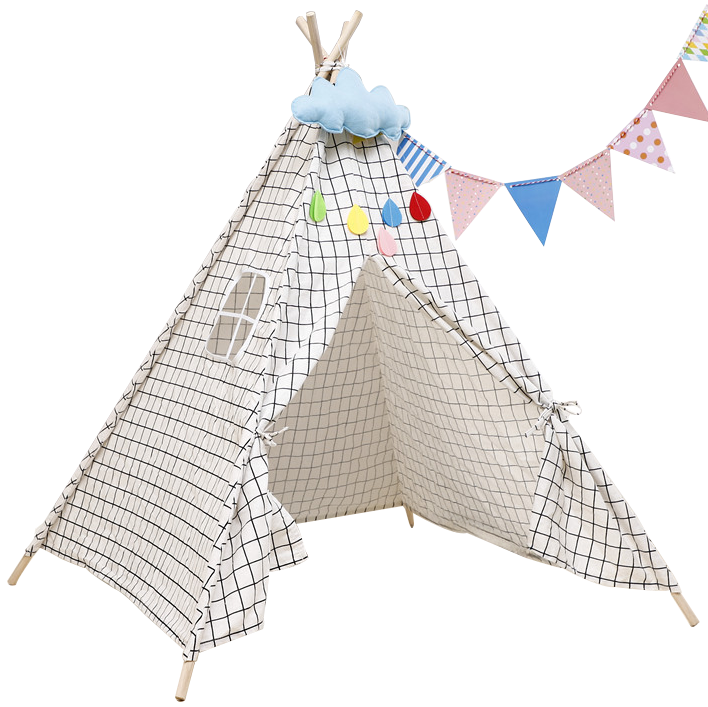 Детская палатка вигвам RIAS KRO-160 с деревянным каркасом 130x120x120 см Grid (3_08136)