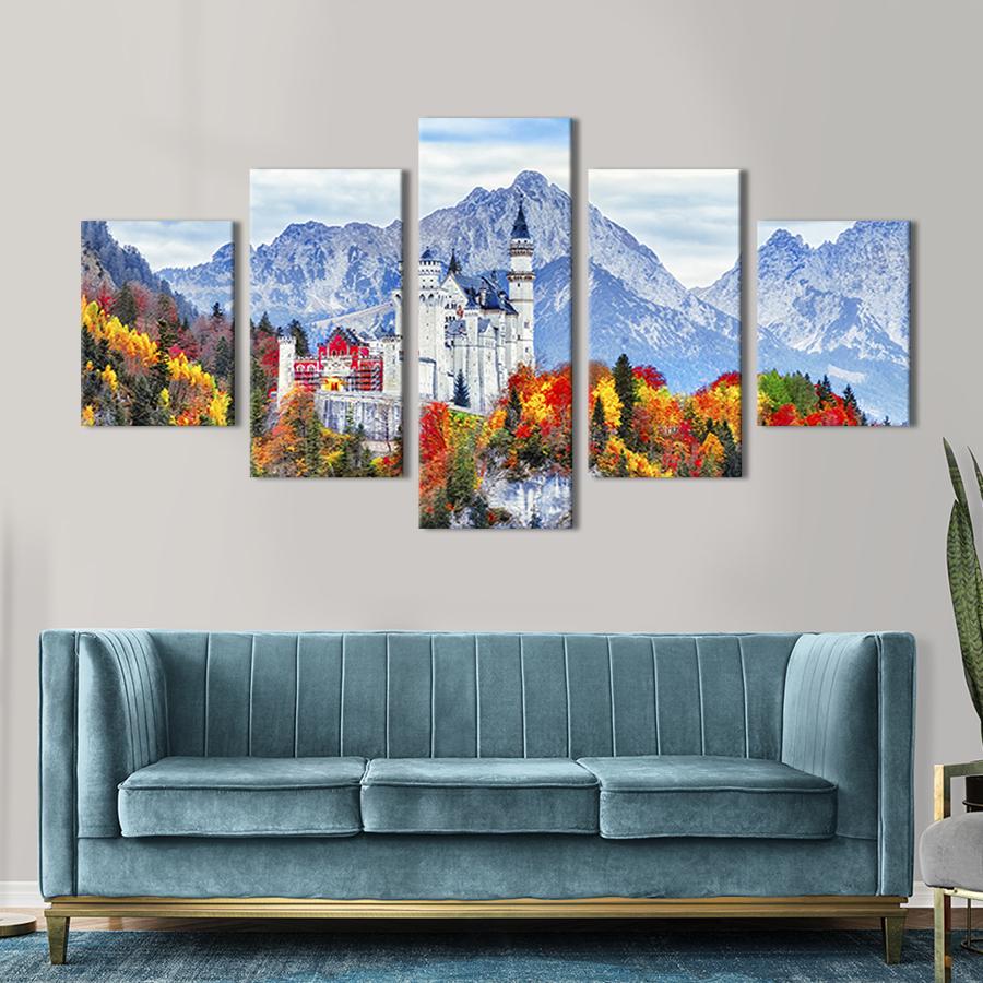 Модульная картина из 5 частей Сказочный немецкий замок Нойшванштайн 112x54 см (392-52)