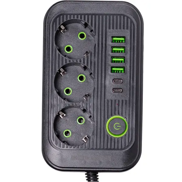 Фільтр-подовжувач мережевий POWER 3 розетки 6 USB та кнопка вимкнення 3 м Чорний (147-107-HP-5-20) - фото 5 Фільтр-подовжувач мережевий POWER 3 розетки 6 USB та кнопка вимкнення 3 м Чорний (147-107-HP-5-20) - фото 5