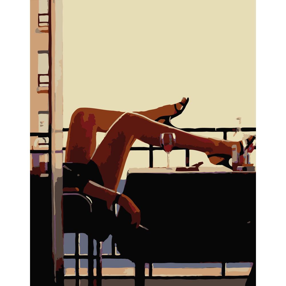 Картина по номерам Strateg Премиум Расслабление на балконе 40х50 см (DY265)