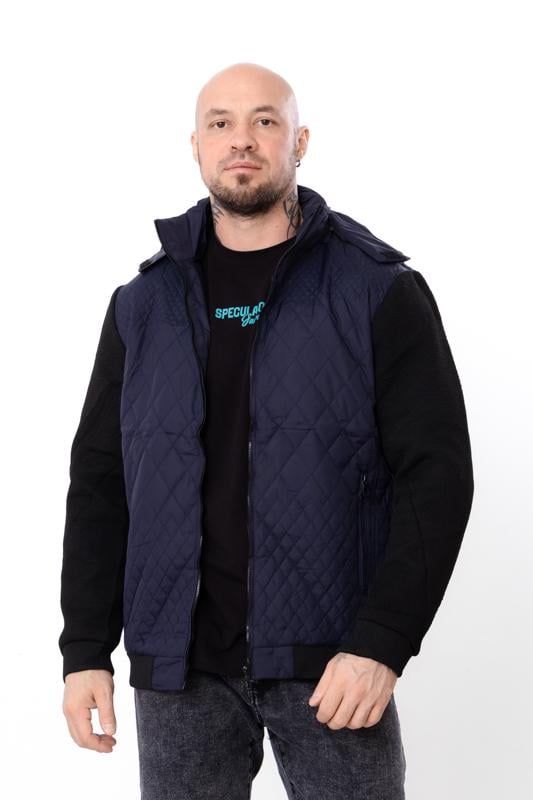 Куртка демісезонна чоловіча з відстібним капюшоном та кишенями Носи Своє XXL Темно-синій (14282) Куртка демісезонна чоловіча з відстібним капюшоном та кишенями Носи Своє XXL Темно-синій (14282)