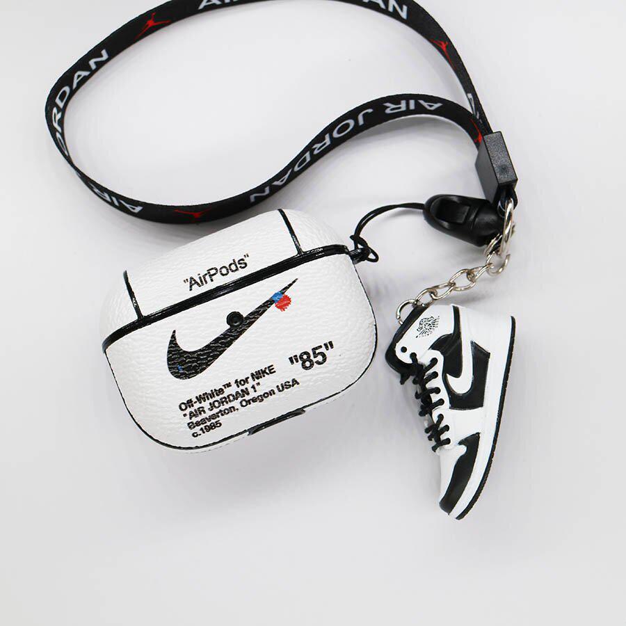Чехол для Apple Airpods Pro Nike Air Jordan с брелоком Белый