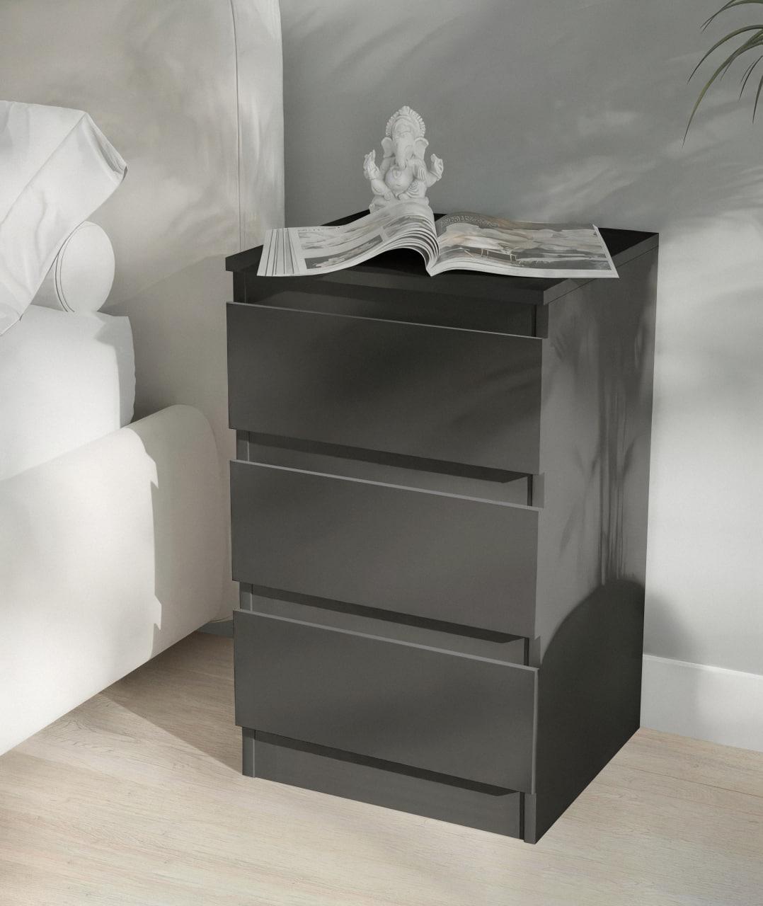 Тумба прикроватная на 3 ящика FT-216 400x398x758 мм Антрацит