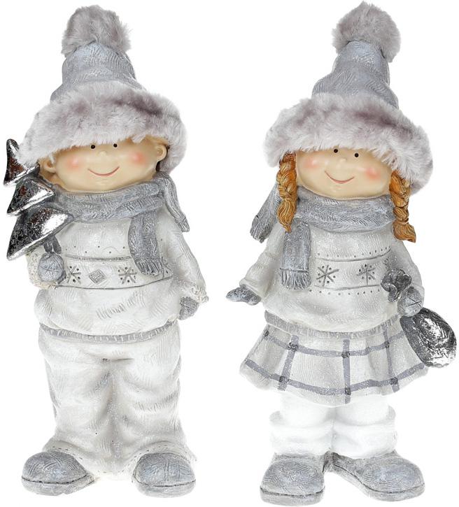 Набор декоративных фигурок Дети в меховых шапках 27 см 2 шт. (BD-823-588)