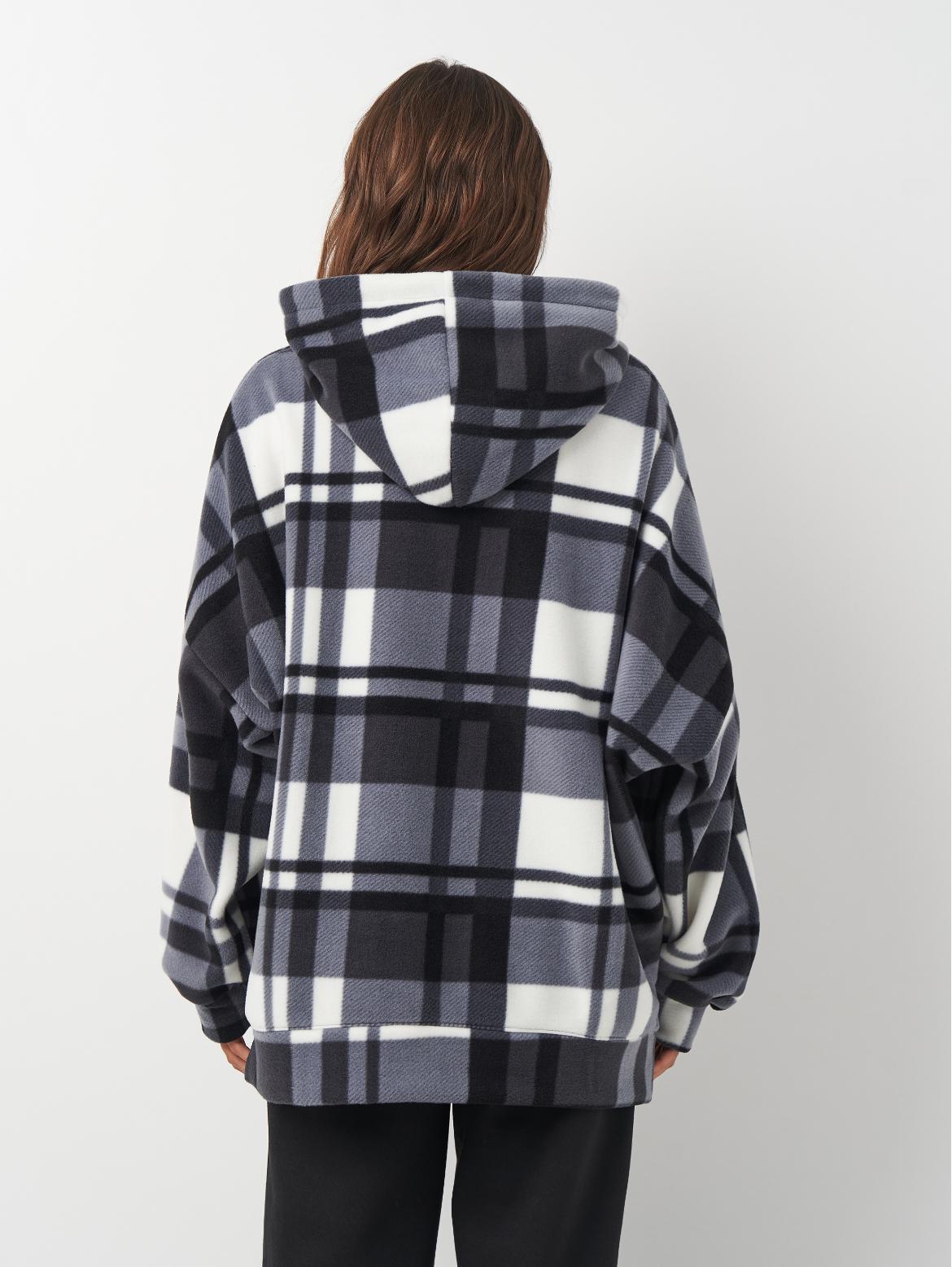 Толстовка на флисе Купер женская в клетку р. 56 Черный (2119329507) - фото 2 Толстовка на флисе Купер женская в клетку р. 56 Черный (2119329507) - фото 2