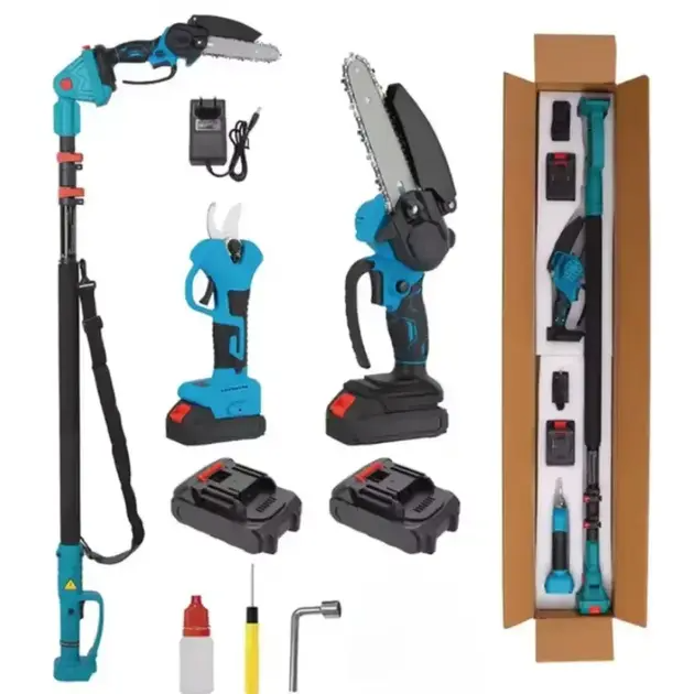 Набір акумуляторного інструменту 3в1 секатор 36 В/мініпил 6"/телескопічна штанга 155 см 2 АКБ 4 А/год - фото 3