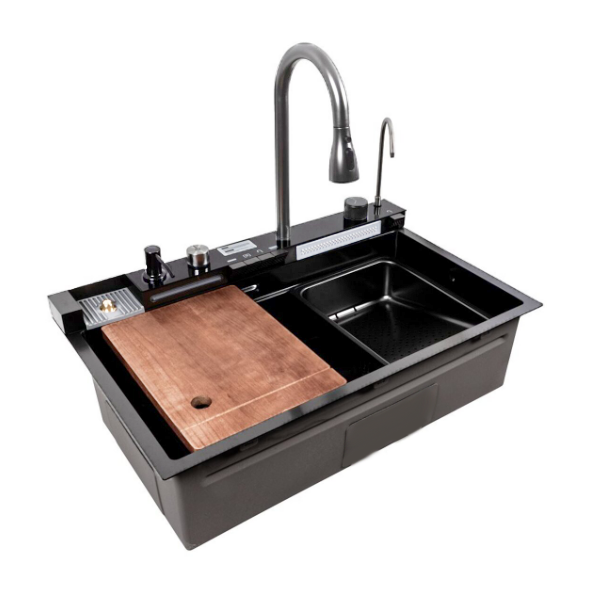 Мийка кухонна багатофункціональна MIXXUS MH7546-SET-06 decor NANO-BLACK з вбудованим/змішувачем (2527877885)