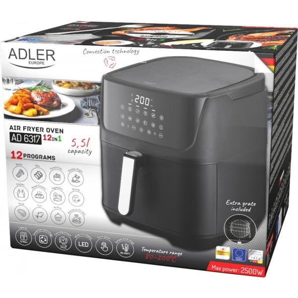 Мультипіч Adler AD 6317 1800W 5,5 л 12 програм/сенсорне управління/таймер Black (AD6317) - фото 11 Мультипіч Adler AD 6317 1800W 5,5 л 12 програм/сенсорне управління/таймер Black (AD6317) - фото 11