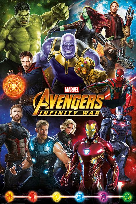 Постер плакат Мстители Война Бесконечности Персонажи/Avengers Infinity War Characters 61x91,5 см