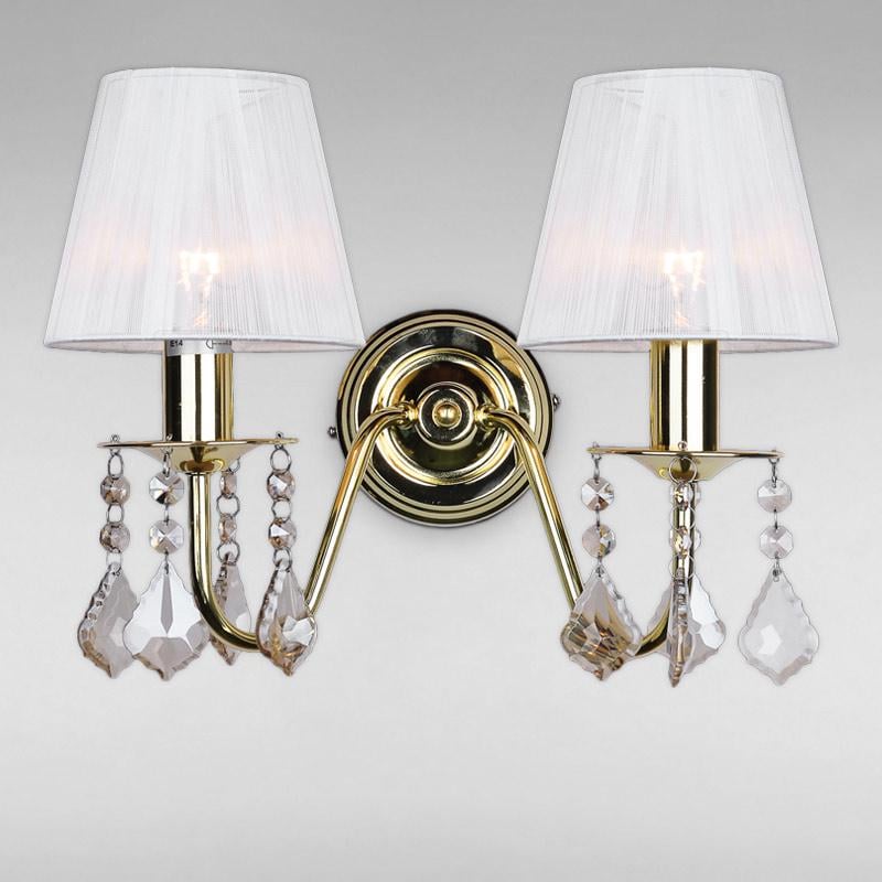 Настенный светильник с абажуром LS-18125GD-2 Золотистый/Белый Настенный светильник с абажуром LS-18125GD-2 Золотистый/Белый