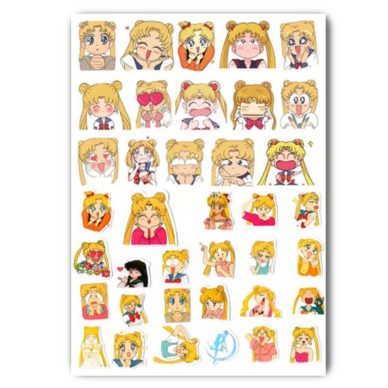 Стикеры наклейки аниме Сейлор Мун А4 лист (stik_008)
