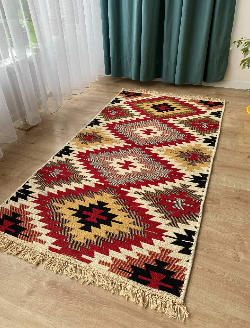 Коврик плетеный двухсторонний Shana Zummi 80x200 см Красный - фото 3