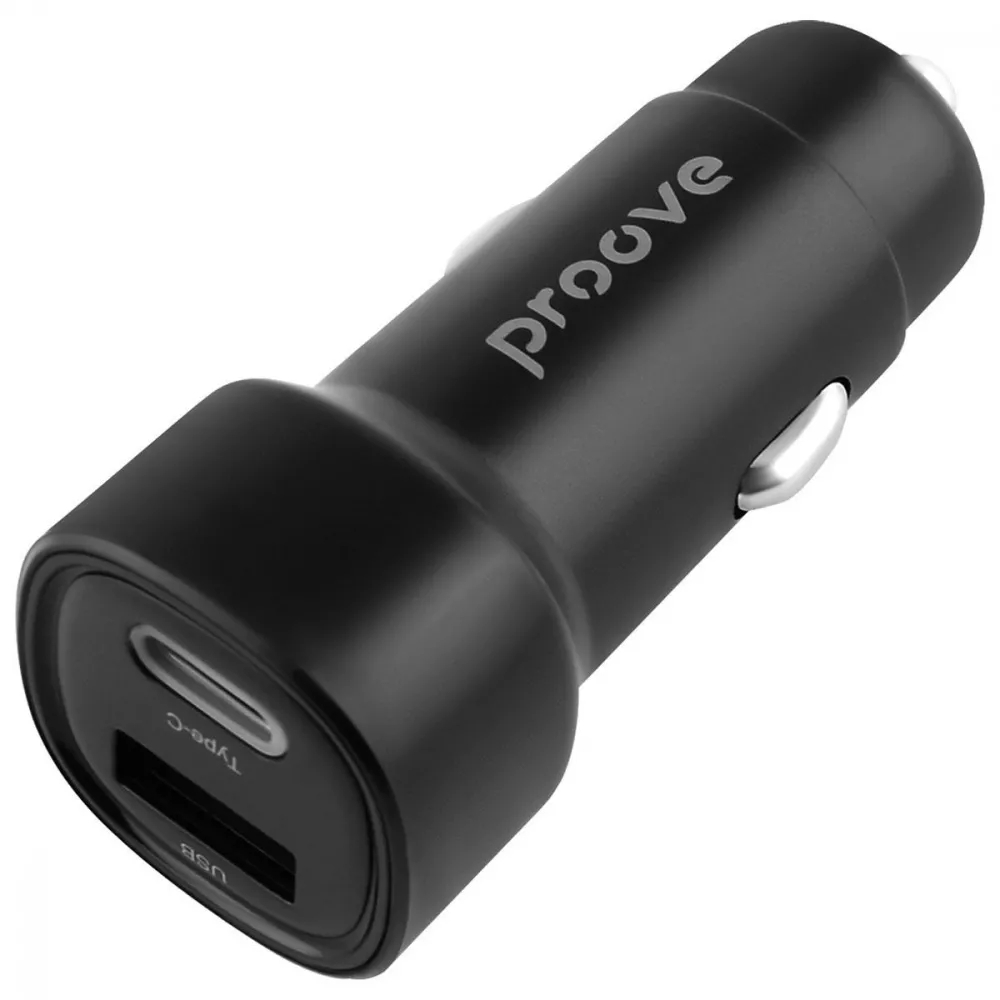 Автомобільний зарядний пристрій Proove Flash 48W Type-C+USB Black