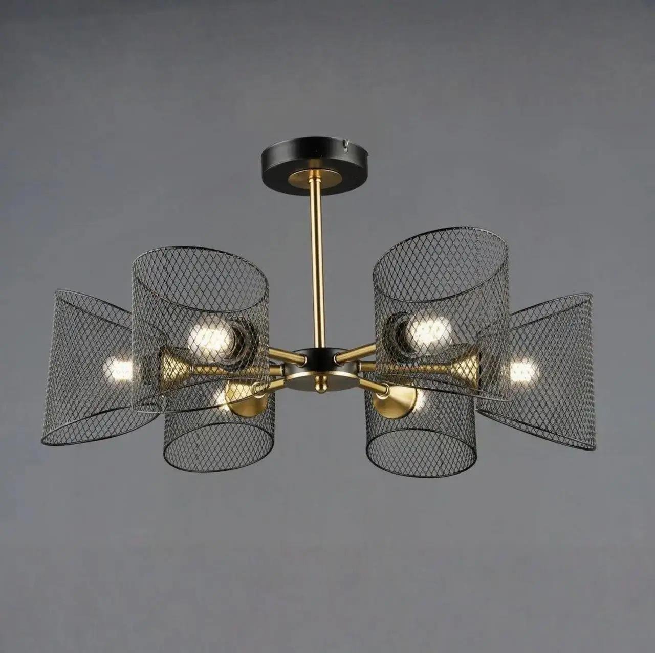 Люстра потолочная Valeso на шесть плафонов в сетку Е27 IP20 B N6685/6 BK+COP Черный/Медный (28687444)