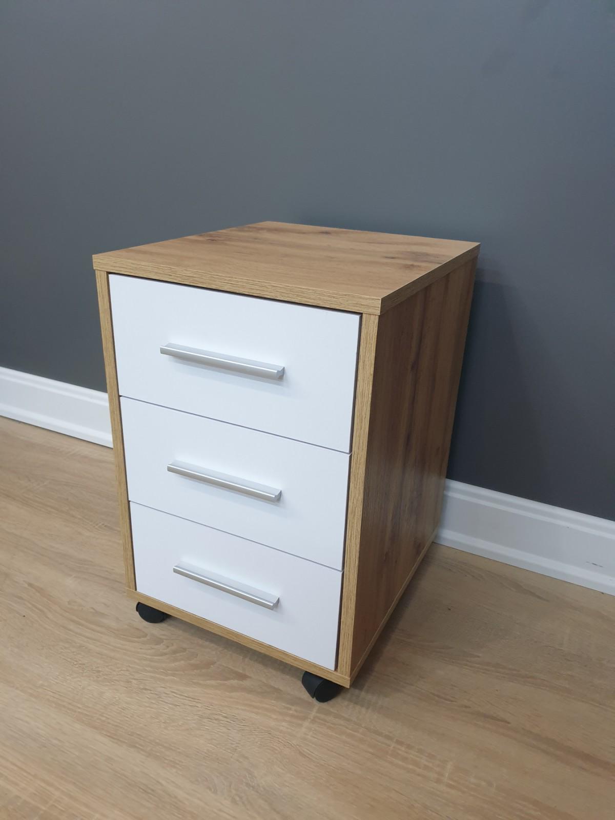 Тумба мобільна П-3 на роликах три шухляди з ручками 350х401 мм В 440 мм Дуб аппалачі/Німфеа альба