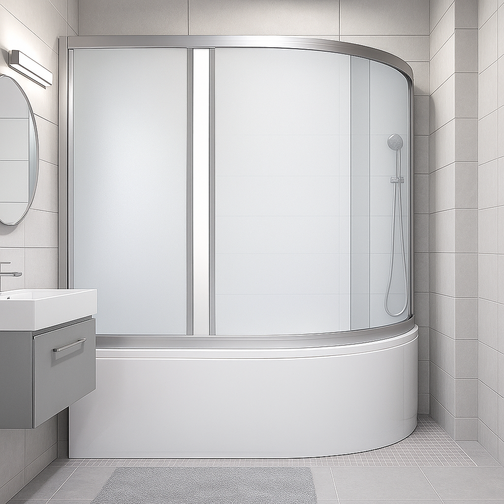 Штора на ванну KO&PO асиметрична ліва матове скло 150х145 см (C10627)