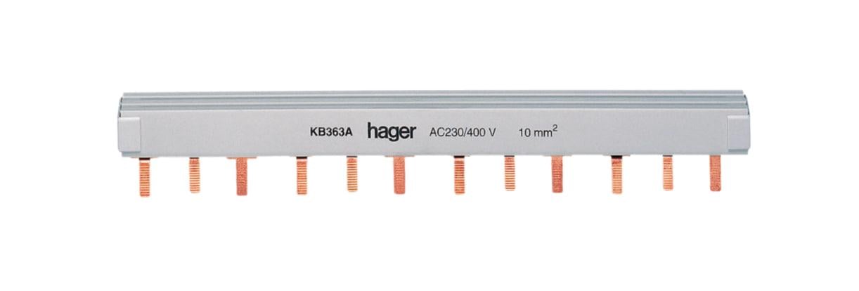 Шина Hager KB363A гребенчатая 3P 10 кв. мм 12M (000012434)