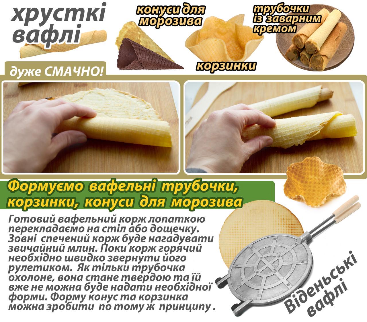 Вафельниця кругла для вафельних трубочок з антипригарним тефлоновим покриттям (20321) - фото 6