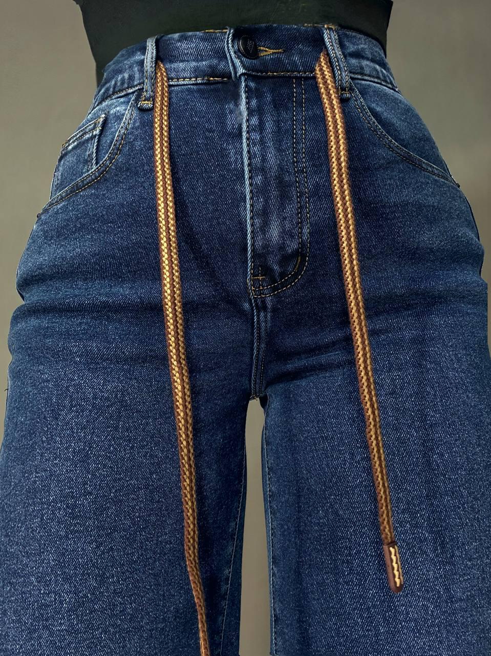 Джинси жіночі Vanver 8331 утеплені на флісі палаццо прямі з резинкою на талії р. 33 Синій (5550) - фото 5