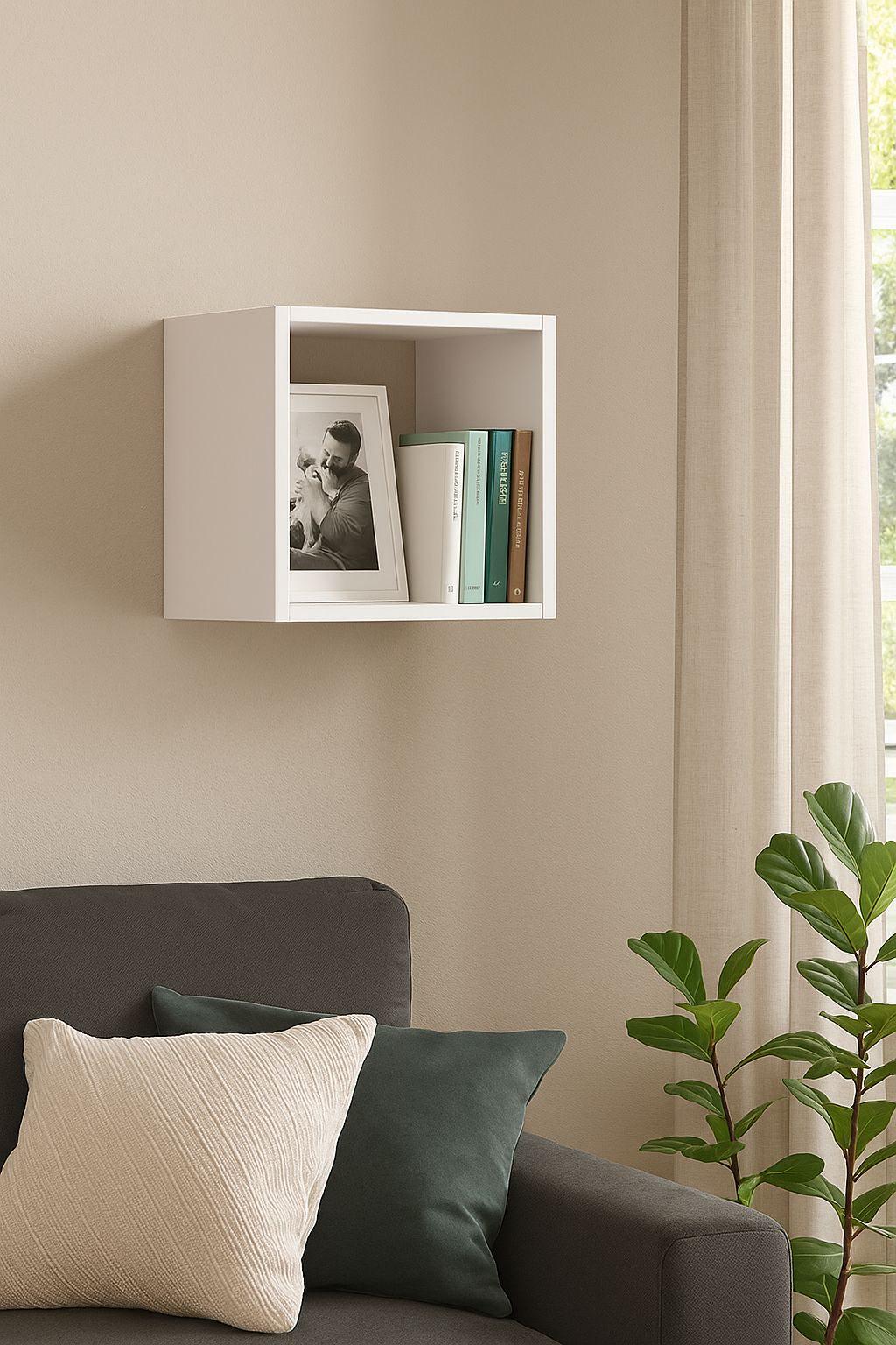 Стелаж настінно-статевий MEBLIBUD KUB модульний 1 секція Білий (27193/01) - фото 3 Стелаж настінно-статевий MEBLIBUD KUB модульний 1 секція Білий (27193/01) - фото 3